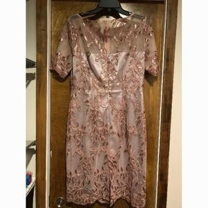 Tahari Lace/ Sequin rose short sleeve dress